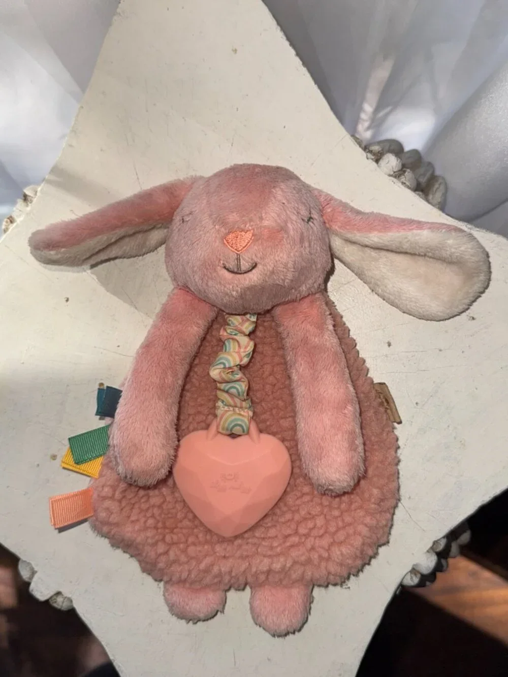 Itzy‎ Ritzy Ritzy Pal Bunny Lovey Plush Teether Crinkle Ribbon Security Blanket